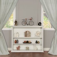 818-W White Hutch and Bookshelf - Napoli