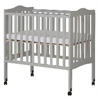Light Gray 2-in-1 Lightweight Folding Portable Crib-3