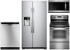 KIT Whirlpool 4 Piece Electric Kitchen Appliance Package with 24.5 Cu. Ft. Side by Side Refrigerator - Stainless Steel