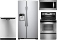 KIT Whirlpool 4 Piece Electric Kitchen Appliance Package with 24.5 Cu. Ft. Side by Side Refrigerator - Stainless Steel
