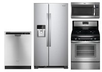 KIT Whirlpool 4 Piece Kitchen Appliance Package with Gas Range - Stainless Steel