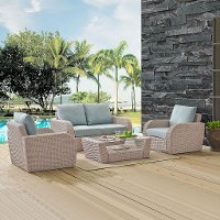 K070132WH-MI 4 Piece Outdoor Wicker Patio Set - St Augustine