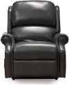 Smoke Gray Leather-Match Power Reclining Lift Chair - Palermo