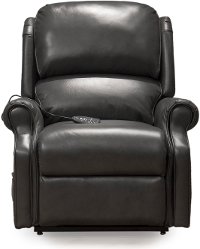 Smoke Gray Leather-Match Power Reclining Lift Chair - Palermo
