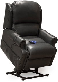 Smoke Gray Leather-Match Power Reclining Lift Chair - Palermo-2