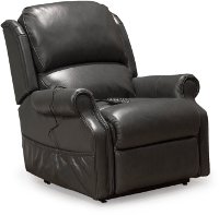 Smoke Gray Leather-Match Power Reclining Lift Chair - Palermo-3