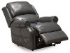 Smoke Gray Leather-Match Power Reclining Lift Chair-4