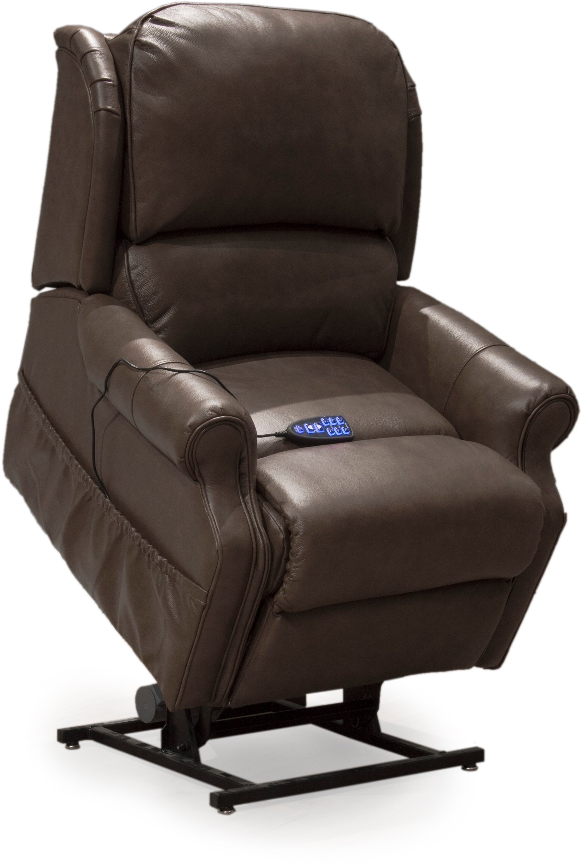 Caramel Brown Leather-Match Power Reclining Lift Chair - Palermo-2