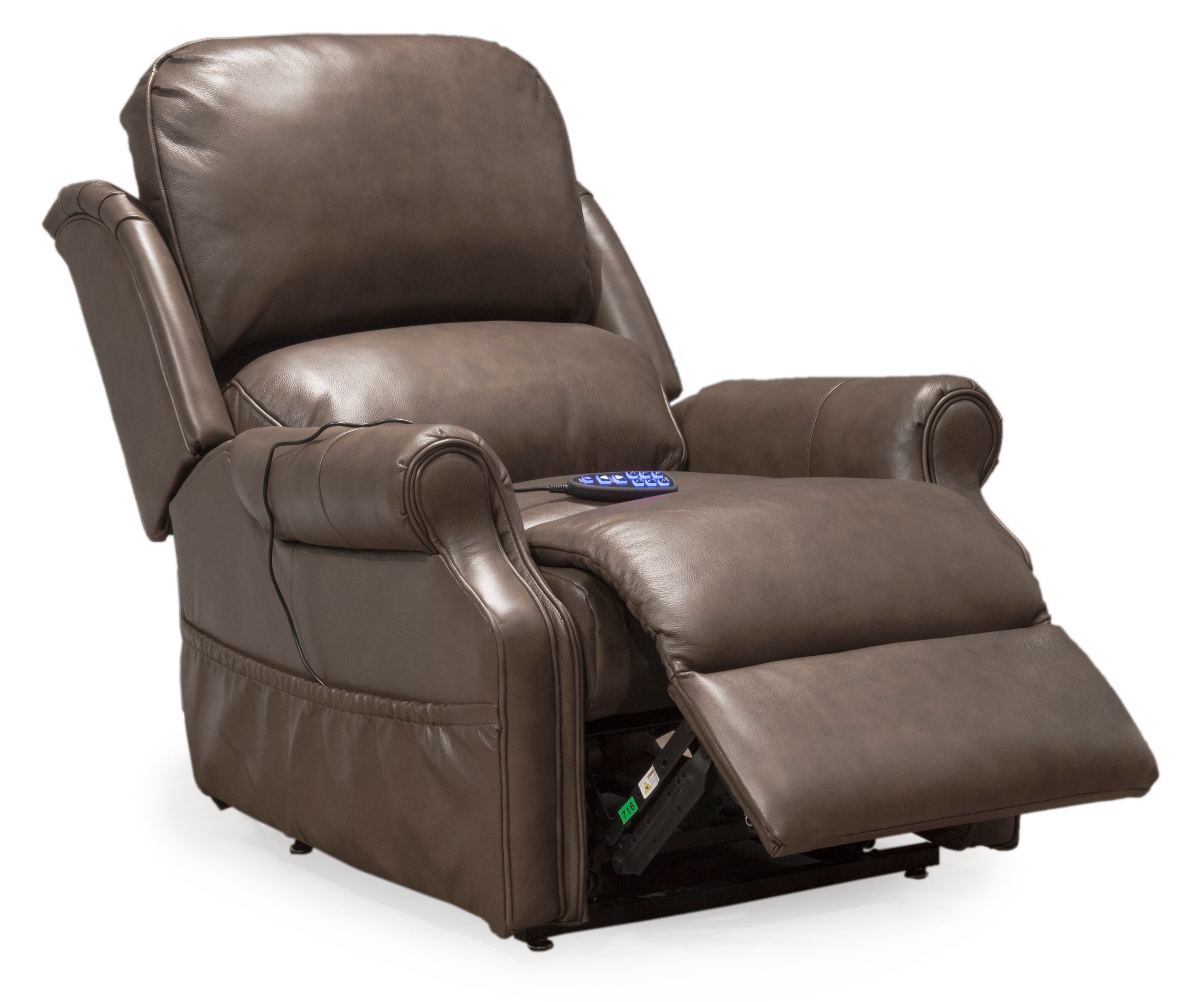 Caramel Brown Leather-Match Power Reclining Lift Chair - Palermo-4