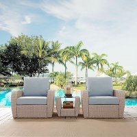 KO70139WH-MI 3 Piece Outdoor Wicker Patio Set - St Sugustine