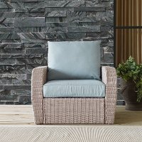 K070141WH-MI Outdoor Wicker Arm Chair with Mist Gray Cushions - St Augustine-5