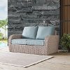 KO70142WH-MI Outdoor Wicker Loveseat with Mist Gray Cushions - St Augustine