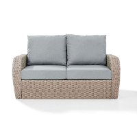 KO70142WH-MI Outdoor Wicker Loveseat with Mist Gray Cushions - St Augustine-3