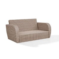 KO70142WH-OL Outdoor Wicker Loveseat with Oatmeal Cushions - St Augustine-2