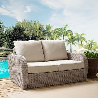 KO70142WH-OL Outdoor Wicker Loveseat with Oatmeal Cushions - St Augustine-3