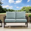 KO60008BZ-MI Kaplan Blue Mist and Bronze Patio Loveseat