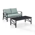 KO60010BZ-MI Kaplan 3 Piece Black and Blue Patio Loveseat and Table Set