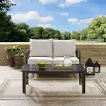 KO60010BZ-OL Kaplan Cream and Bronze Loveseat and Table Set