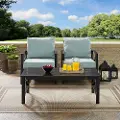 KO60012BZ-MI Kaplan Blue Mist and Bronze 3 pc Patio Armchair Set
