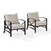 KO60013BZ-OL Set of 2 Oiled Bronze Outdoor Patio Arm Chairs - Kaplan