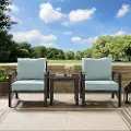 KO60016BZ-MI Kaplan Blue Mist and Bronze 3 pc Patio Armchair Set