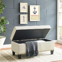 CF6014-CR/CREAM_BNCH Cream Upholstered Bench - Desmond-3