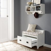 KF60003WH Distressed White Two Piece Entryway Bench and Shelf - Fremont-3