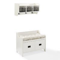 KF60003WH Distressed White Two Piece Entryway Bench and Shelf - Fremont-4