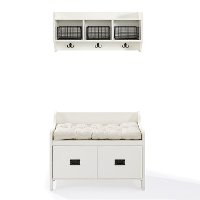 KF60003WH Distressed White Two Piece Entryway Bench and Shelf - Fremont-5