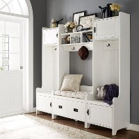 KF60006WH Distressed White 4 Piece Entryway Wall Unit - Fremont