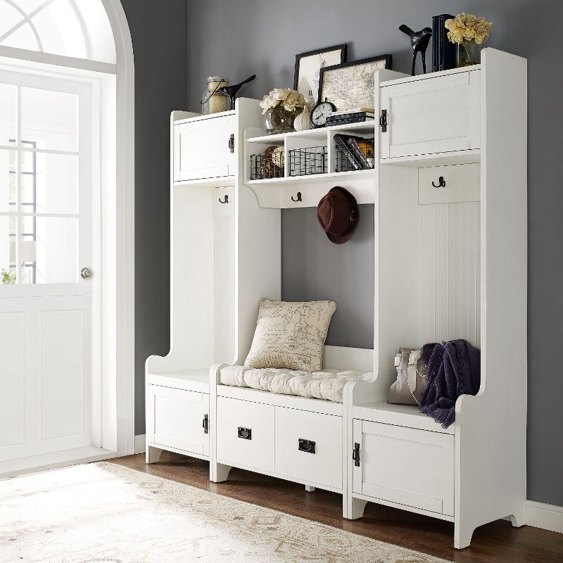 Distressed White 4 Piece Entryway Wall Unit Fremont Rc Willey