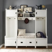 KF60006WH Distressed White 4 Piece Entryway Wall Unit - Fremont-2