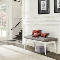 CF6019-WH White and Gray Upholstered Bench - Landon
