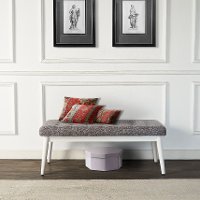 CF6019-WH White and Gray Upholstered Bench - Landon-2