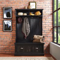 CF6006-BK Distressed Black Hall Tree - Seaside