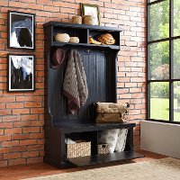CF6006-BK Distressed Black Hall Tree - Seaside-6