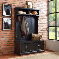 CF6006-BK Distressed Black Hall Tree - Seaside-7