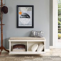 CF6011-WH Distressed White Entryway Bench - Seaside-2