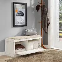 CF6011-WH Seaside Distressed White Entryway Bench