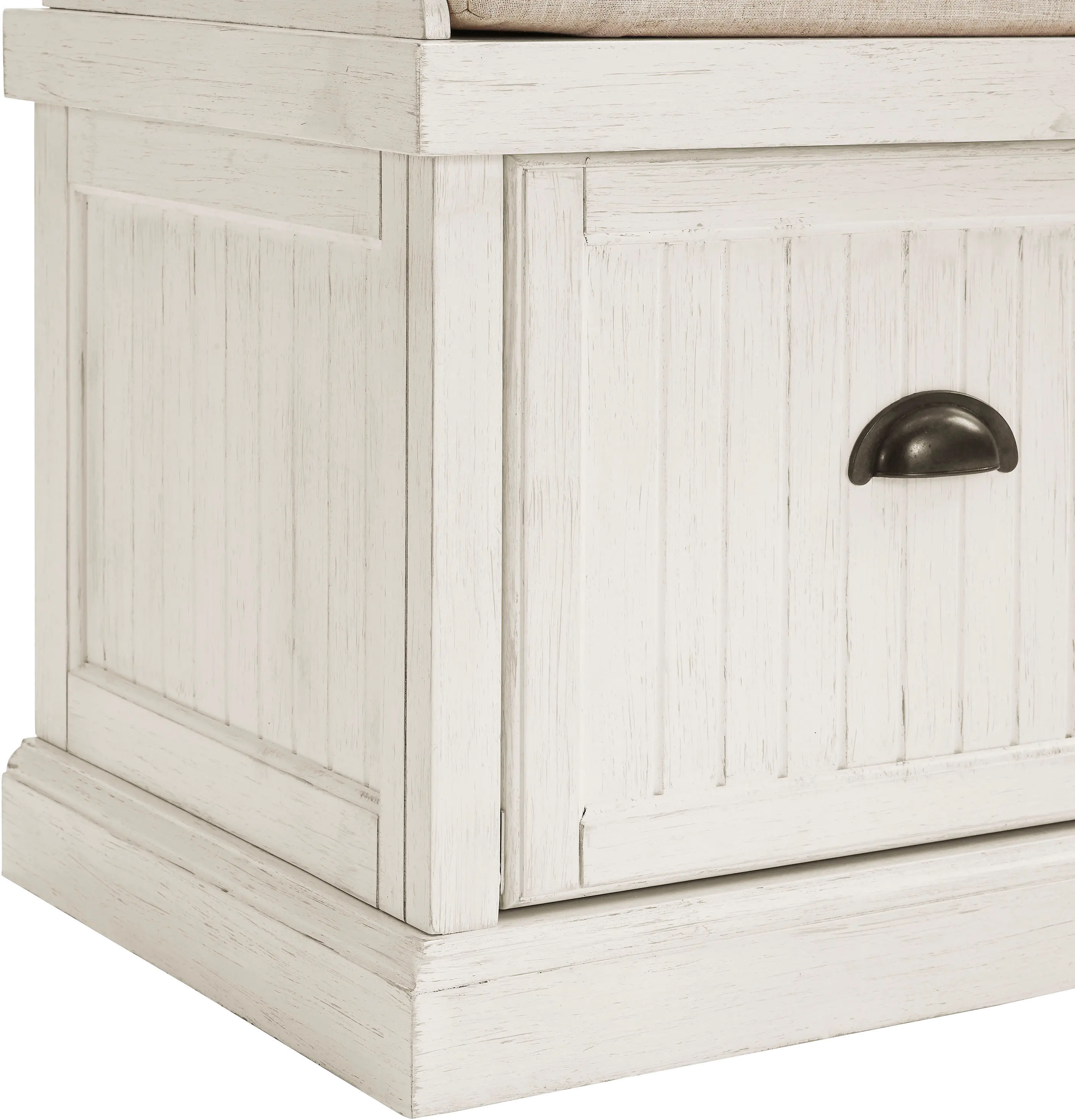 CF6011-WH Seaside Distressed White Entryway Bench-6