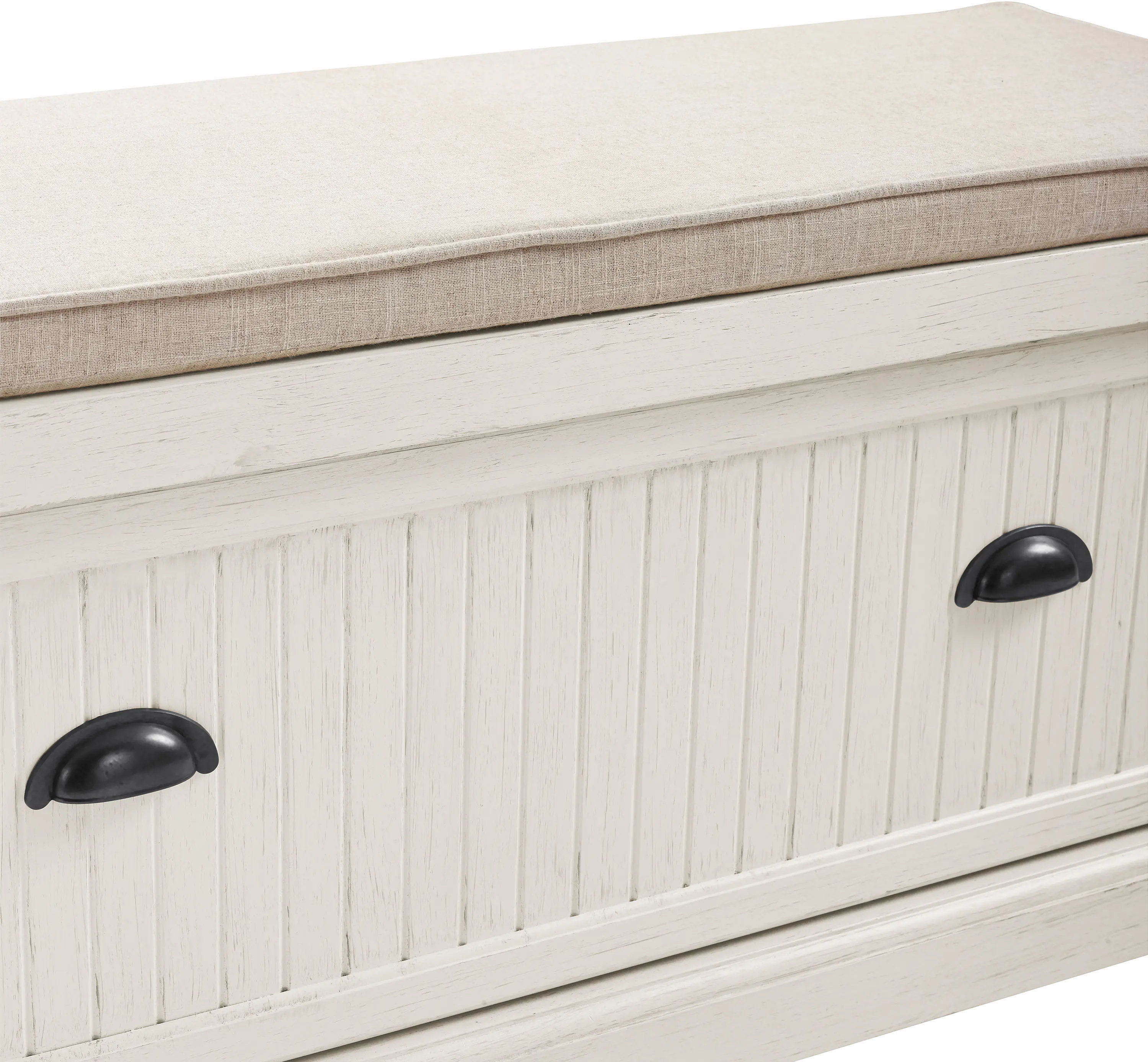 CF6011-WH Seaside Distressed White Entryway Bench-7