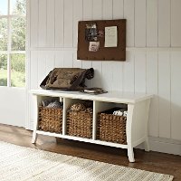 CF6002-WH White Entryway Storage Bench - Wallis