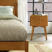 CF9401-AC Mid-Century Modern Acorn Brown Nightstand - Landon
