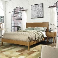 KF725001AC Mid Century Modern Acorn Brown Queen Platform Bed - Landon