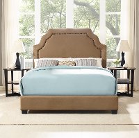 KF705009CM Classic Camel Brown Queen Upholstered Bed - Loren