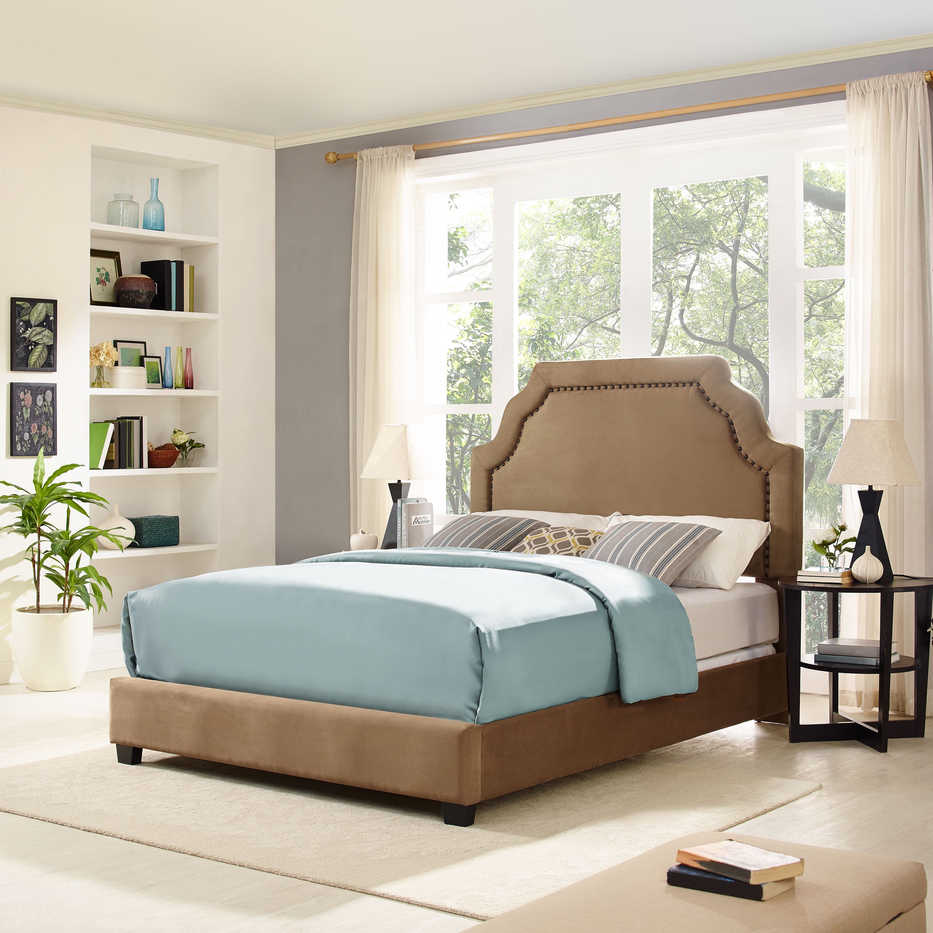 KF705009CM Classic Camel Brown Queen Upholstered Bed - Loren-2