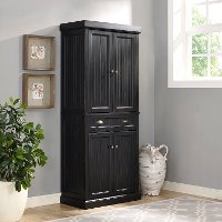 CF3103-BK Distressed Black Kitchen Pantry Cabinet - Seaside