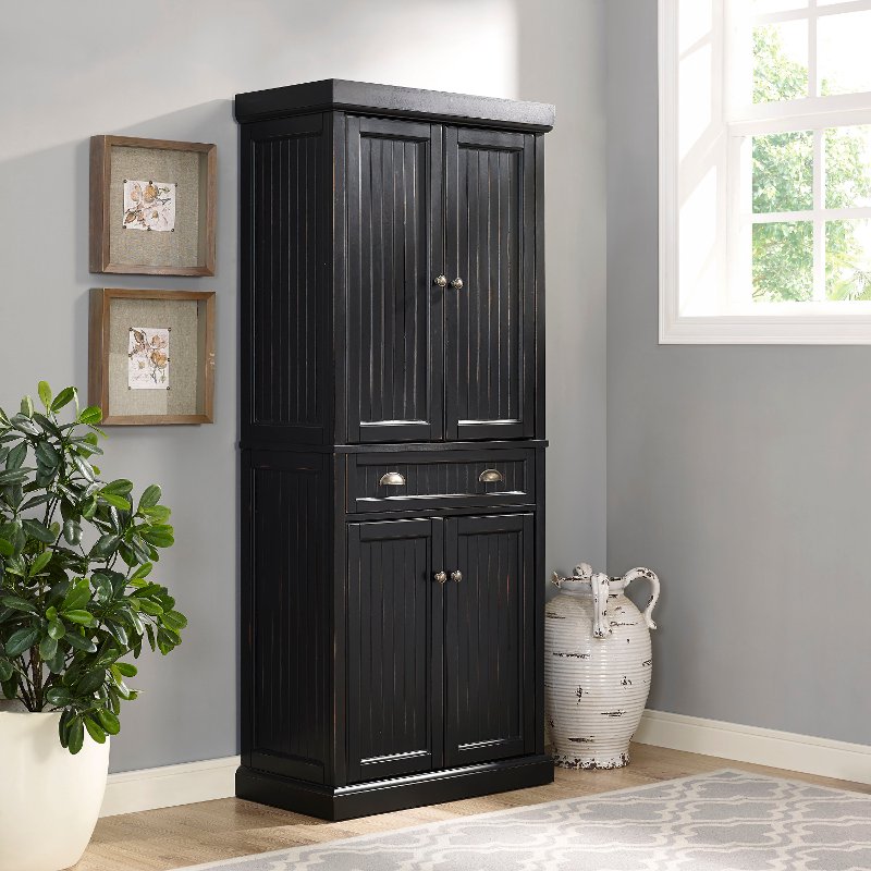 Distressed Black Kitchen Pantry Cabinet Seaside Rc Willey