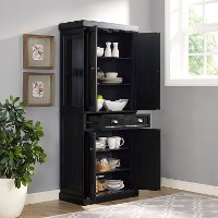 CF3103-BK Distressed Black Kitchen Pantry Cabinet - Seaside-2