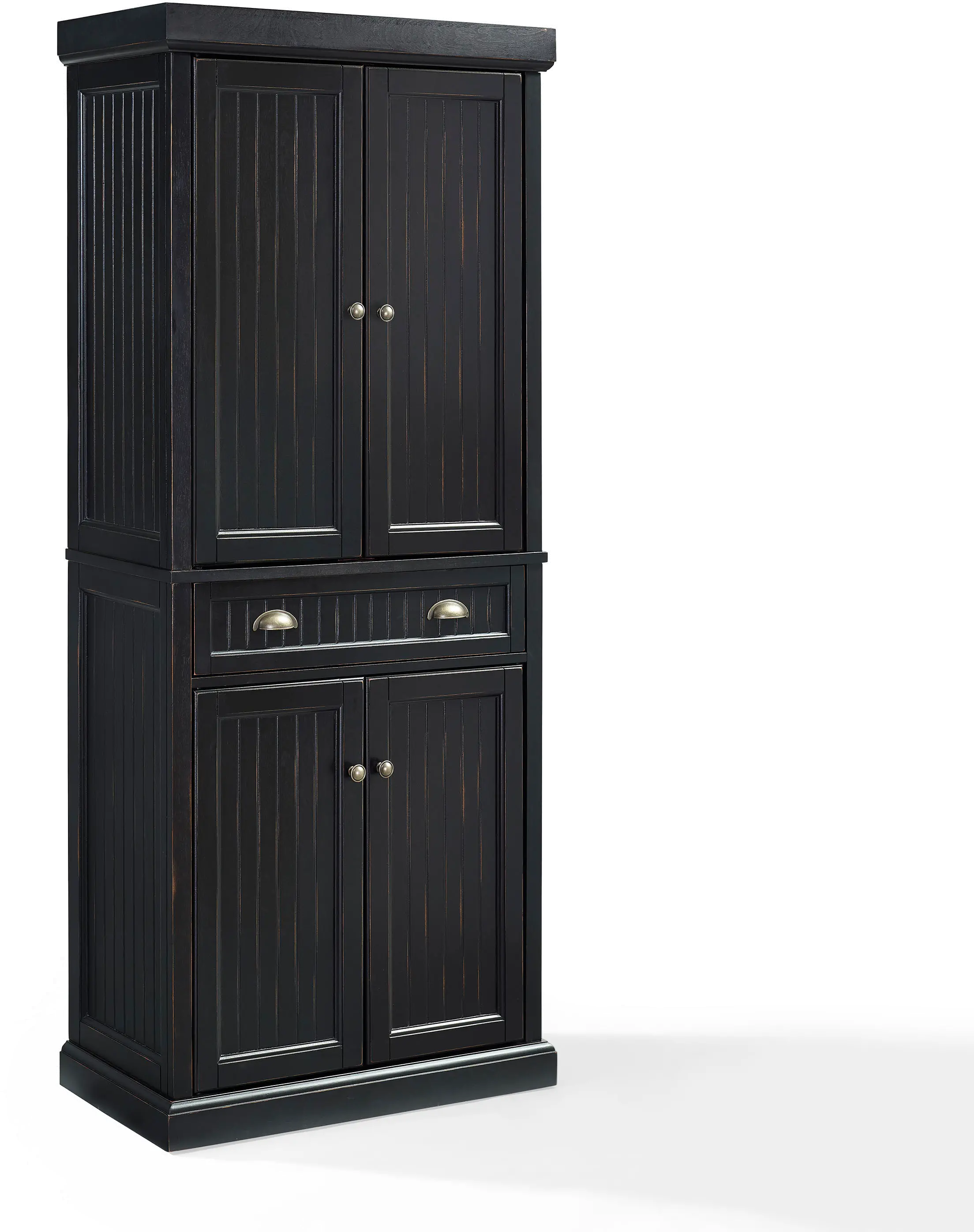 CF3103-BK Distressed Black Kitchen Pantry Cabinet - Seaside-3
